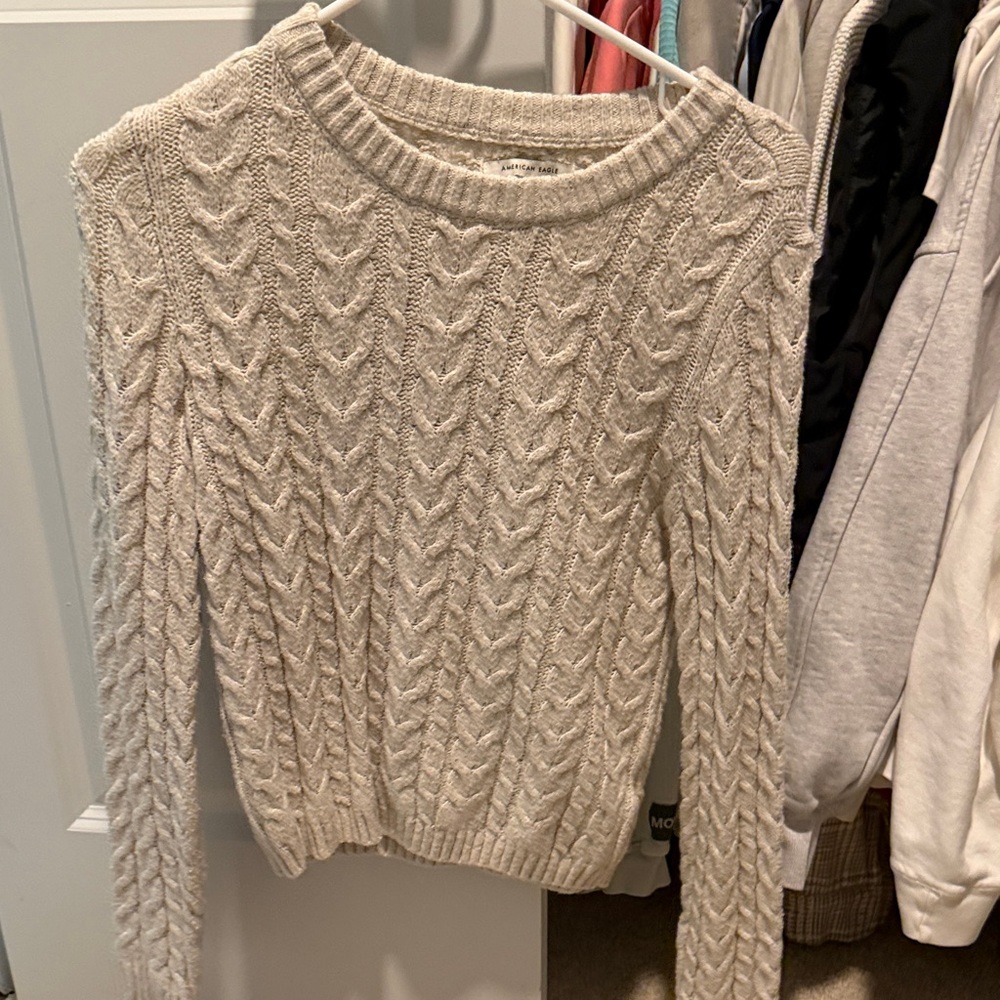 American Eagle Outfitters Cable Knit Sweater - Cream
